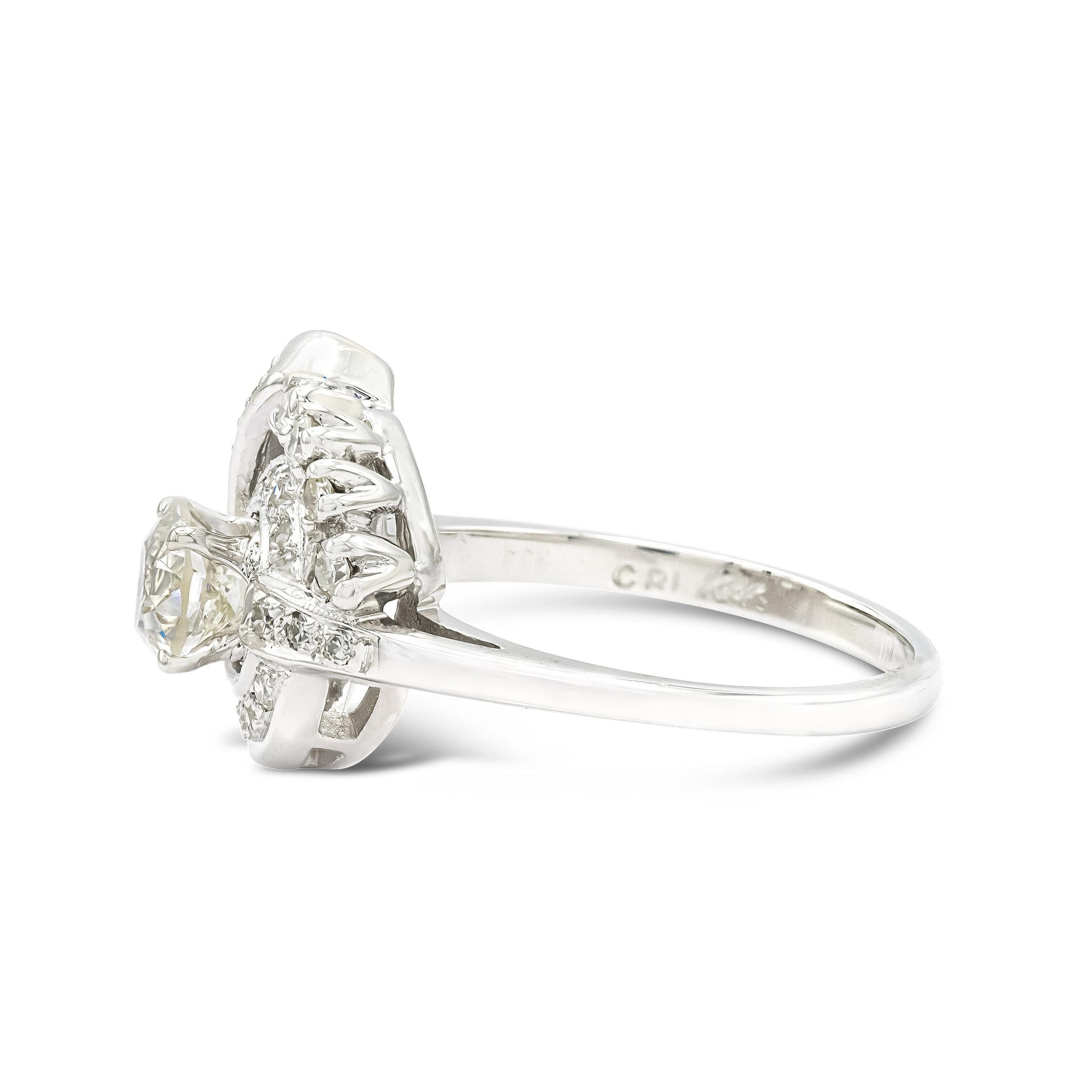 Old European Cut Vintage 0.72 Ct. Diamond Engagement Ring GIA I SI1 in 14kt White Gold For Sale