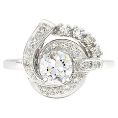 Retro 0.72 Ct. Diamond Engagement Ring GIA I SI1 in 14kt White Gold