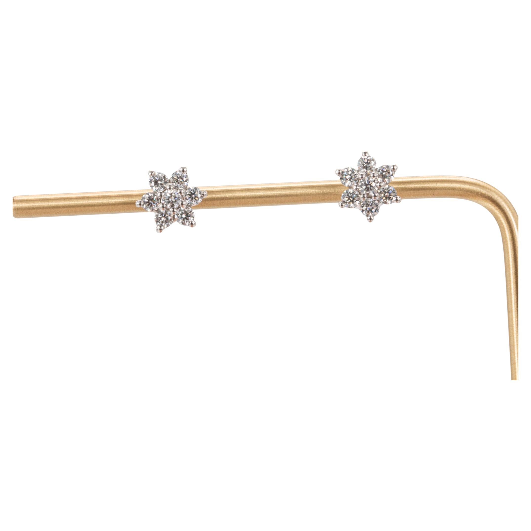 Orecchini vintage con diamanti tondi e brillanti da 0,74 carati in oro bianco 14 e 10 carati