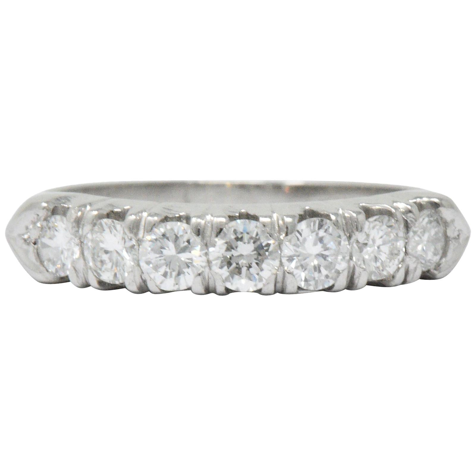 Vintage 0.75 Carat Seven Diamond Platinum Stackable Ring
