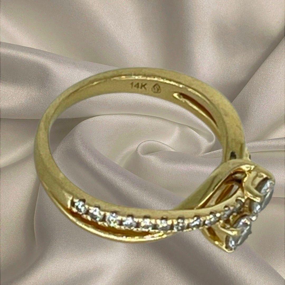 Vintage 0.75 Carat Diamond Interlocking Design Ring 14k For Sale 1