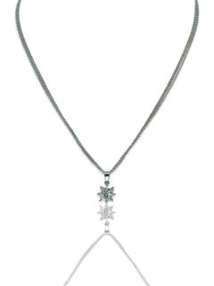 Vintage 0.75 Carat Diamonds Marquise Leaf Floral Pendant Necklace 18k White Gold