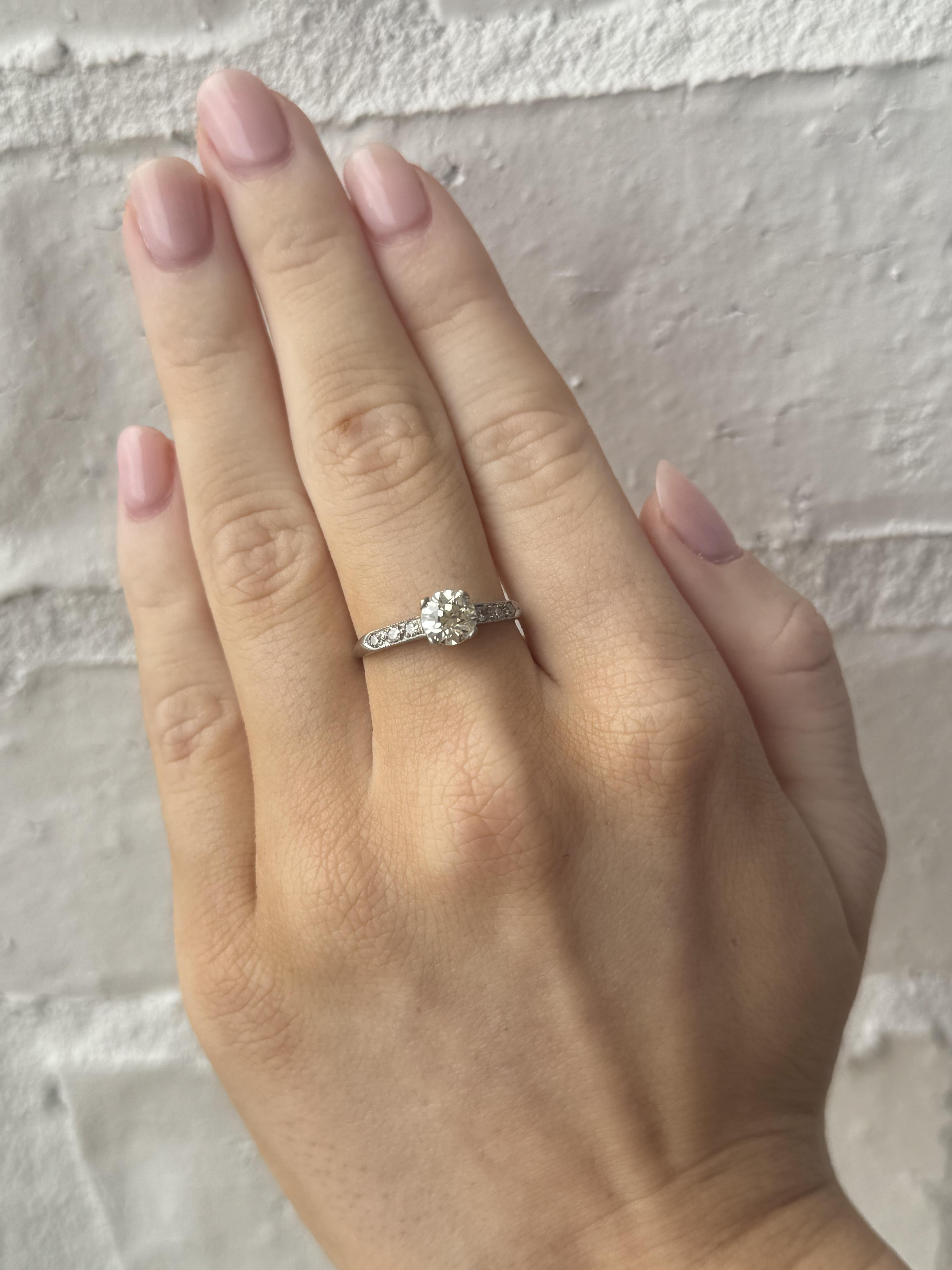 Vintage 0,75 Karat Old European Cut Diamant Verlobungsring (Alteuropäischer Schliff) im Angebot