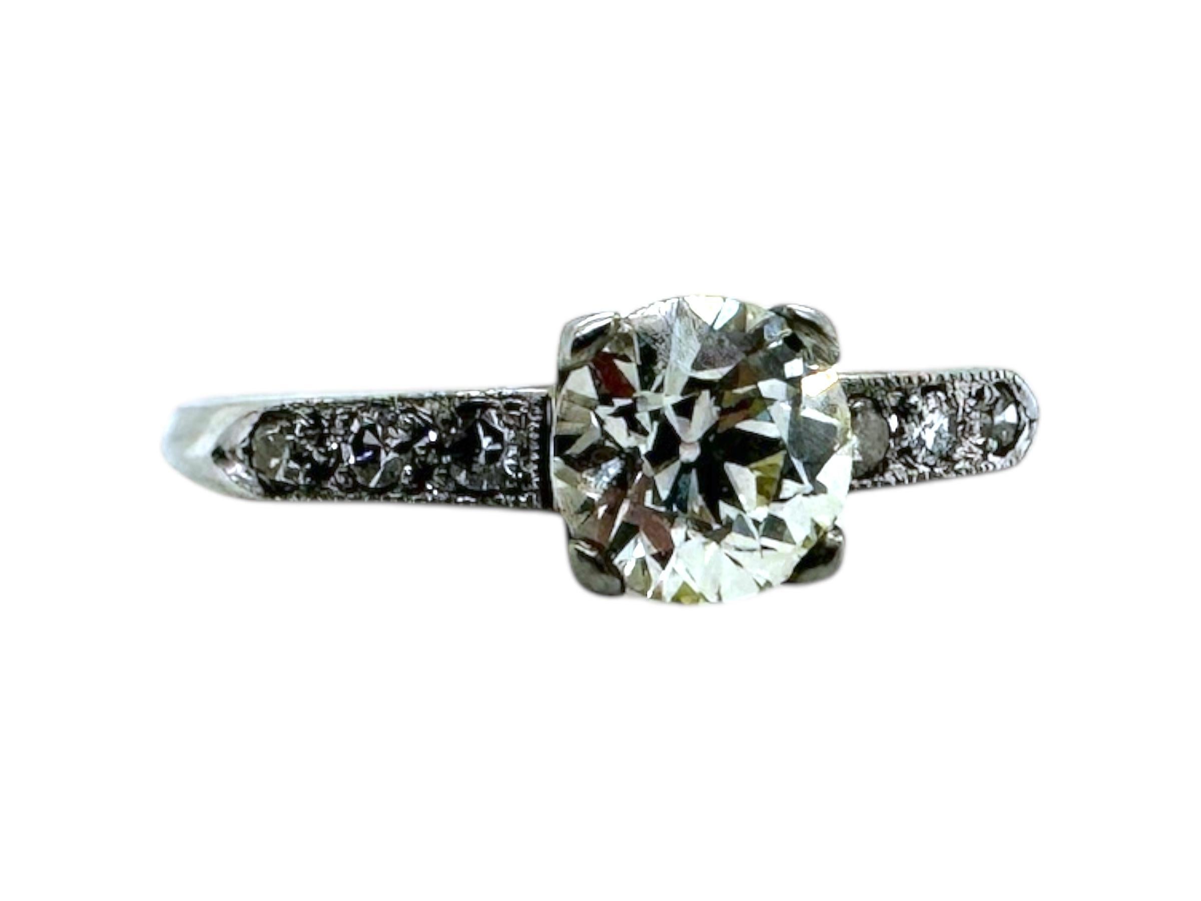 Vintage 0,75 Karat Old European Cut Diamant Verlobungsring im Angebot 1