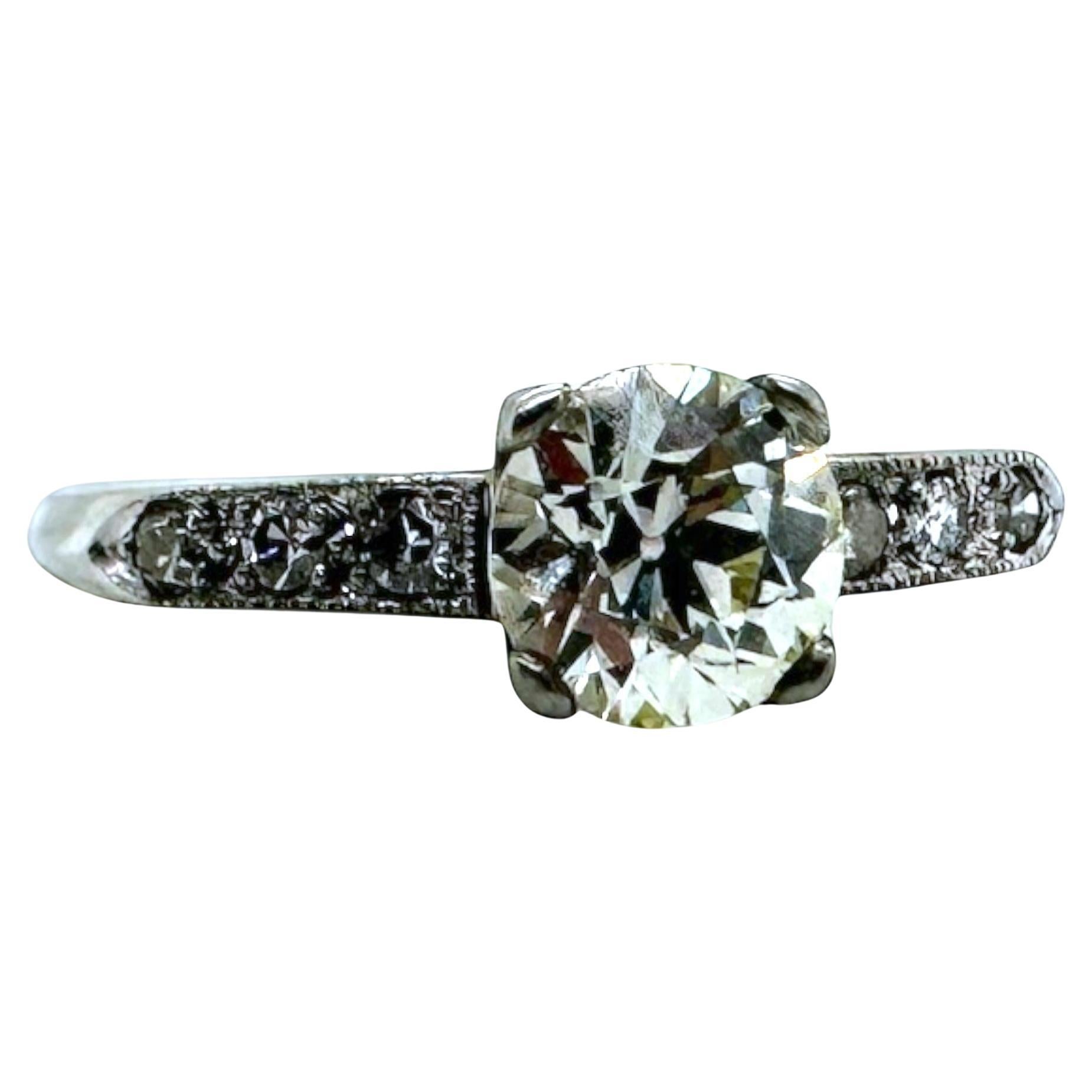 Vintage 0.75 Carat Old European Cut Diamond Engagement Ring