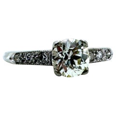 Anillo de compromiso vintage de diamantes talla europea antigua de 0.75 quilate