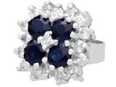 Vintage Sapphire and Diamond White Gold Stud Earring