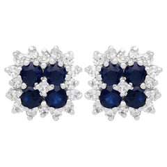Vintage Sapphire and Diamond White Gold Stud Earring