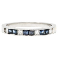 Vintage 0.75 Carat Sapphire Diamond Platinum Channel Band Ring