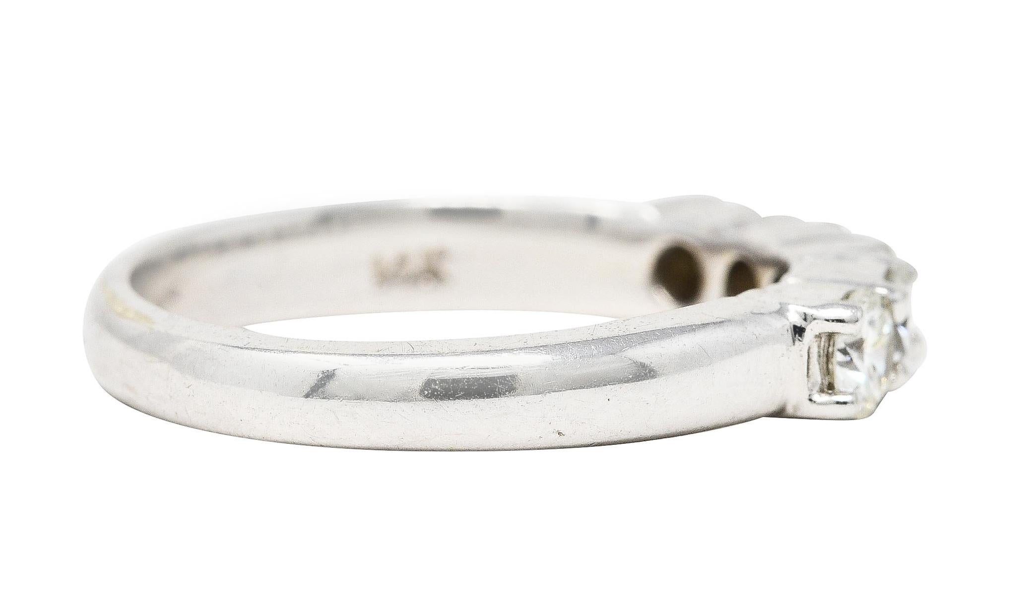 Contemporary Vintage 0.75 Carat Diamond 14 Karat White Gold Five Stone Band Ring For Sale