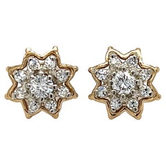 Vintage 0.75 CTW Diamond Cluster Earrings in 14 Karat Gold 