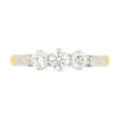 Vintage 0.75 Carat Diamond Three-Stone Engagement Ring, circa 1940s