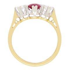 Vintage 0.75ct Ruby and Diamond Trilogy Ring, c.1977