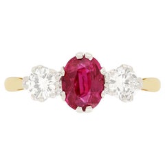 Vintage 0.75ct Ruby and Diamond Trilogy Ring, c.1977