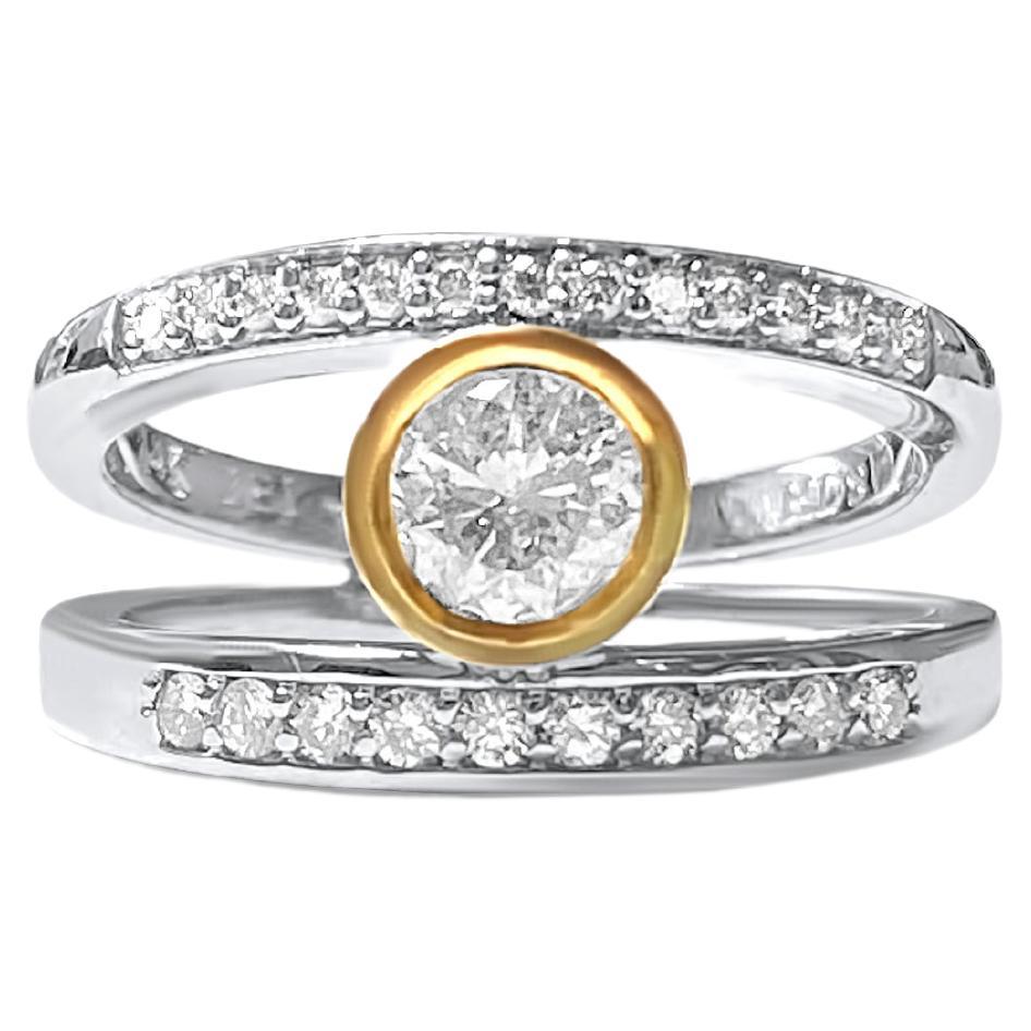 Vintage 0.76 Carat Diamond Two Tone 14K Engagement Ring