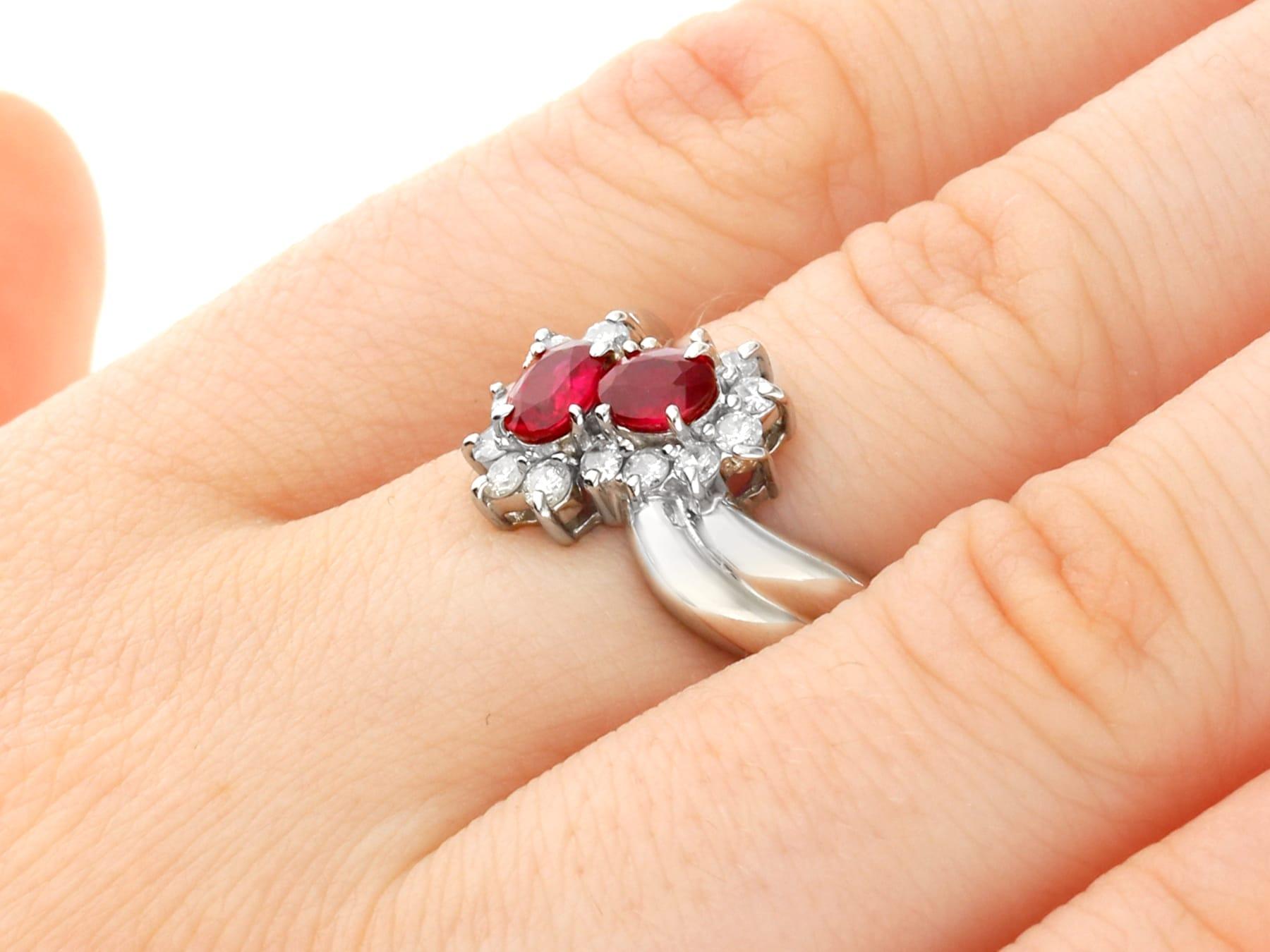 Vintage 0.76ct Ruby and 0.32ct Diamond Platinum Cluster Ring, circa 1990 For Sale 5
