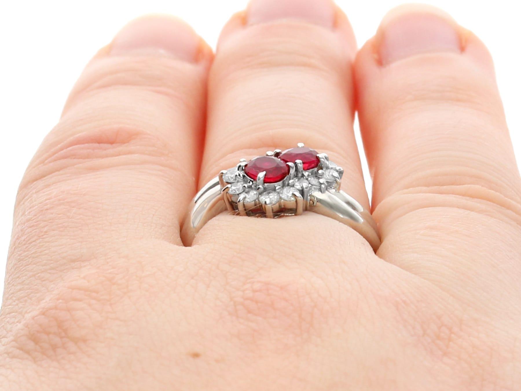 Vintage 0.76ct Ruby and 0.32ct Diamond Platinum Cluster Ring, circa 1990 For Sale 6