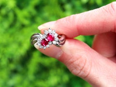 Vintage 0.76ct Ruby and 0.32ct Diamond Platinum Cluster Ring, circa 1990