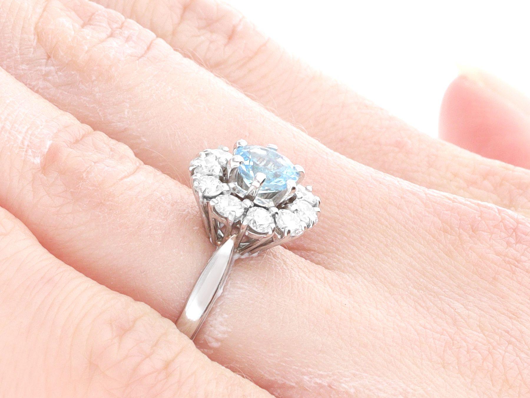 Women's or Men's Vintage Aquamarine and Diamond White Gold Cocktail Ring For Sale
