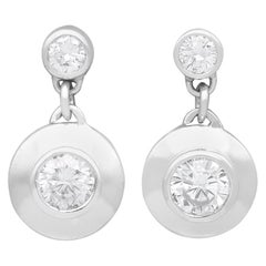Vintage 0.77 Carat Diamond and White Gold Drop Earrings