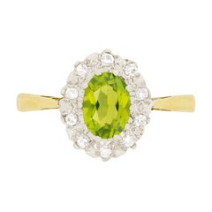 Vintage 0.80 Carat Peridot and Diamond Ring, circa 1960s