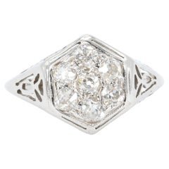 Vintage 0.80 CTW Old Miner-Cut Diamond Ring in 14K White Gold