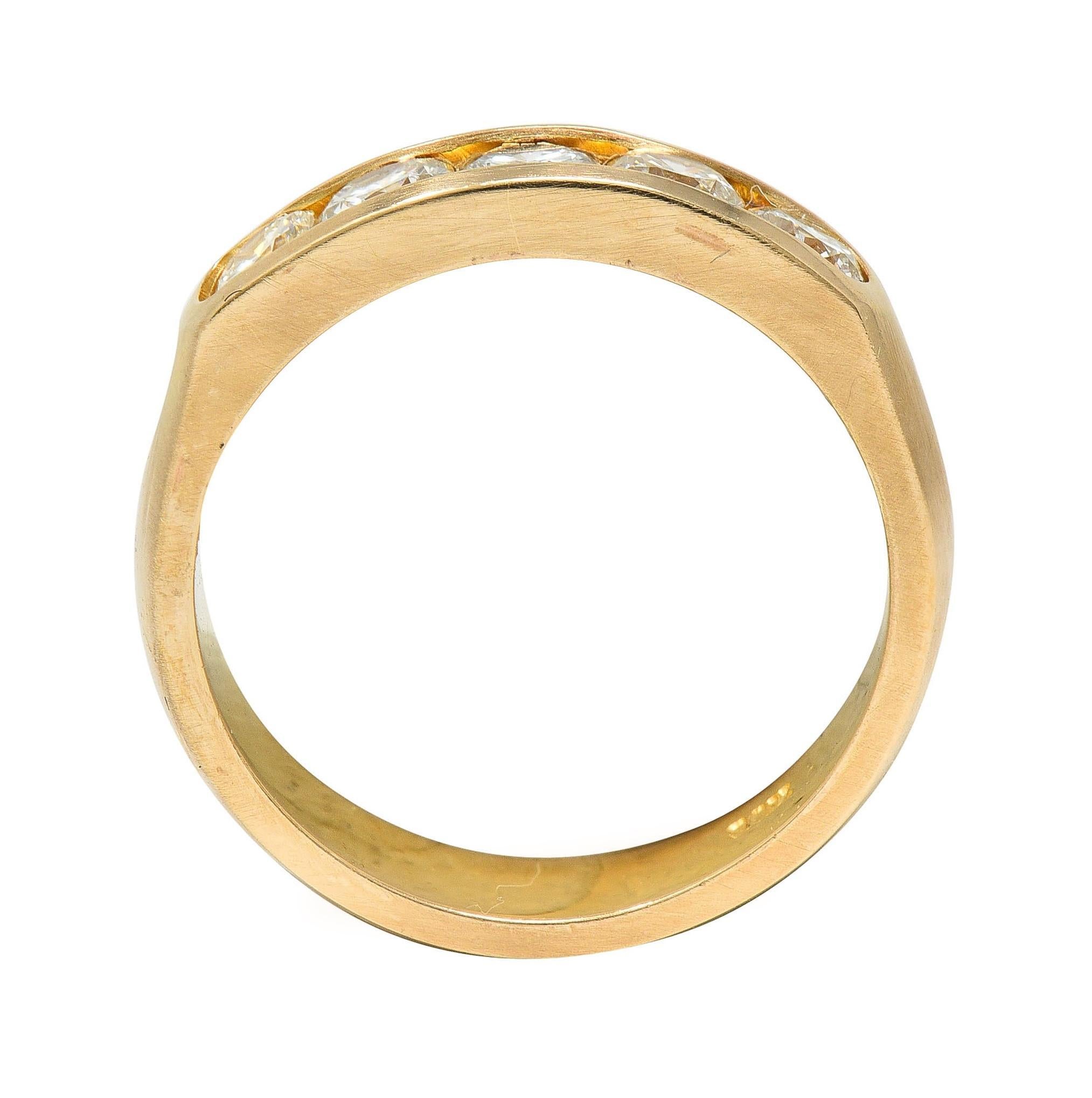 Vintage 0.80 CTW Transitional Cut Diamond 14 Karat Yellow Gold Band Ring 3