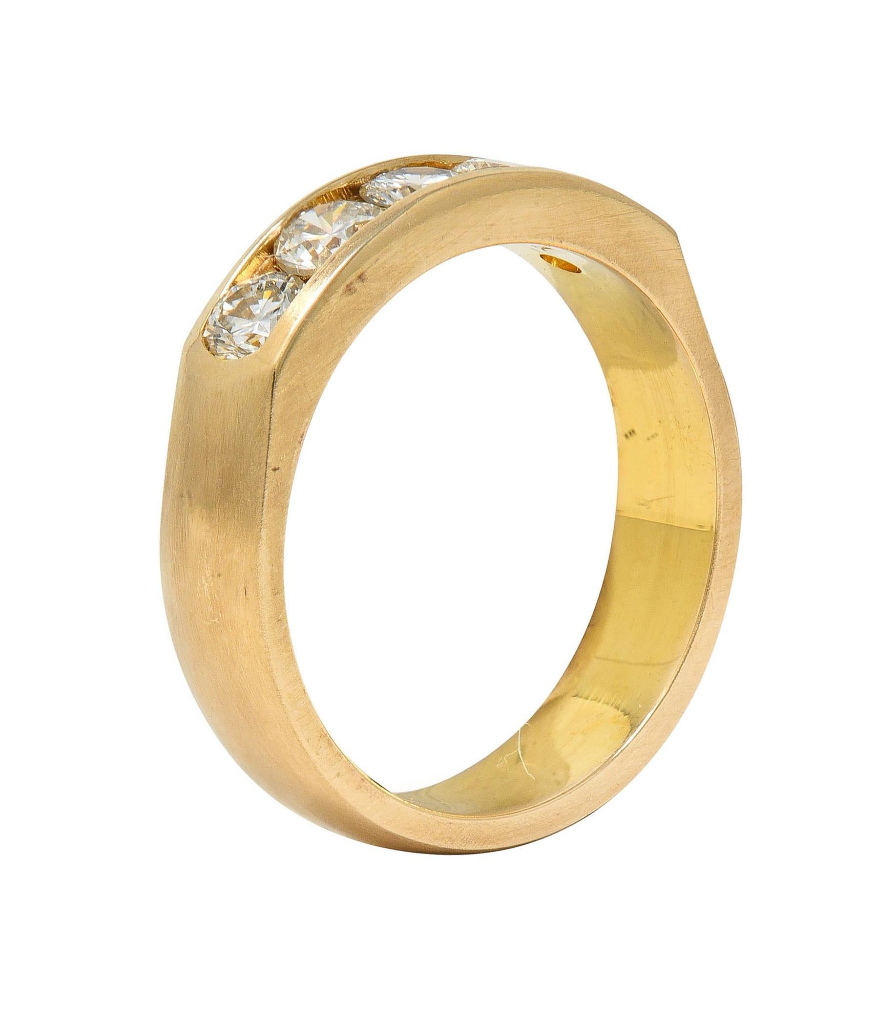 Vintage 0.80 CTW Transitional Cut Diamond 14 Karat Yellow Gold Band Ring 4