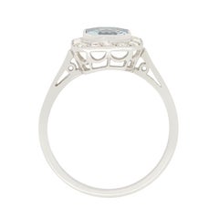 Vintage 0.80ct Aquamarine and Diamond Cluster Ring, c.1960s