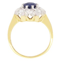 Vintage 0.80ct Sapphire and Diamond Cluster Ring, c.1950s