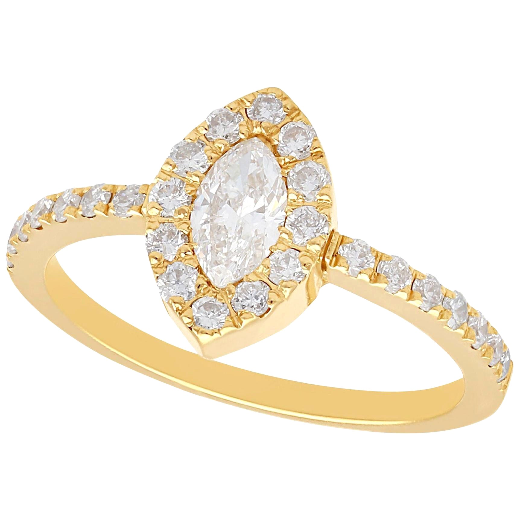 Anello vintage con diamante da 0,82 carati e oro giallo 18 carati a grappolo