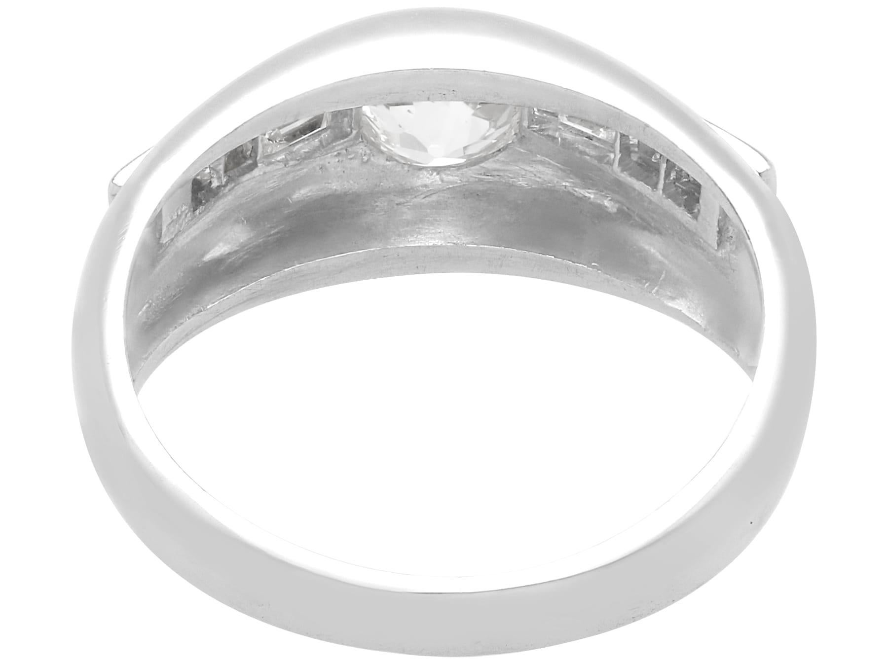 Old European Cut Vintage 0.82 Carat Diamond and Platinum Ring Circa 1940 For Sale
