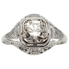Vintage 0.83 Carat Solitaire Diamond Engagement Ring in 14 Karat White Gold
