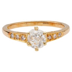 Vintage 0.85 Carat Old Mine Cut Diamond 18k Yellow Gold Ring