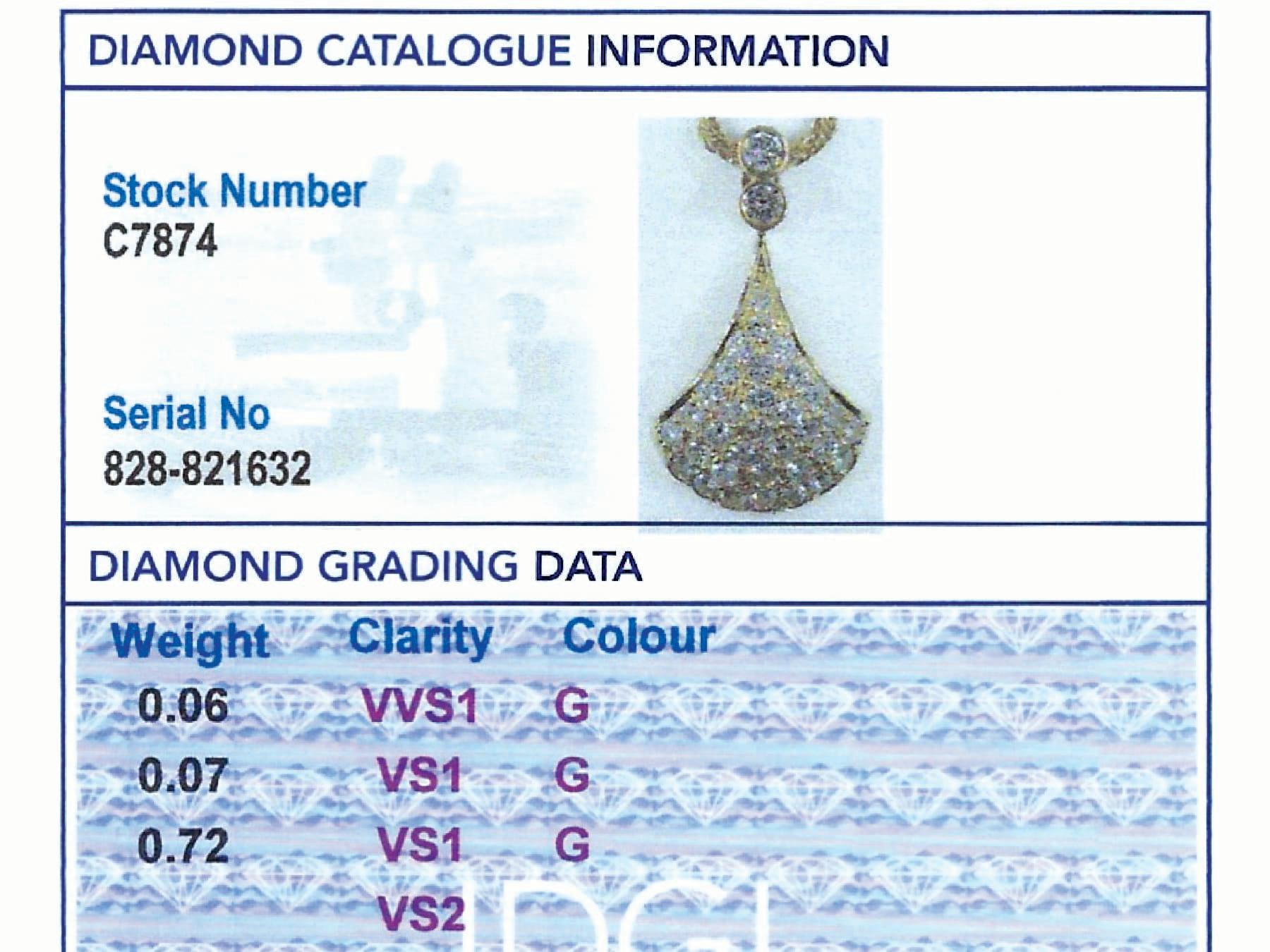 Pendentif vintage en or jaune 14 carats et diamants de 0,85 carat, c. 1980 en vente 5