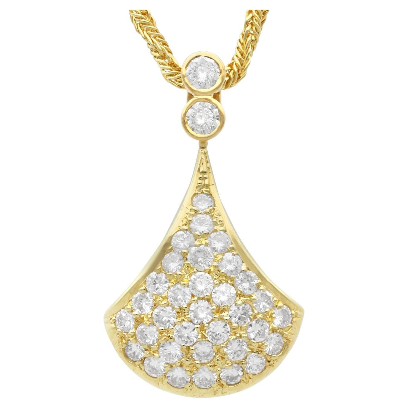 Vintage 0.85 Carat Diamond and 14k Yellow Gold Pendant Circa 1980