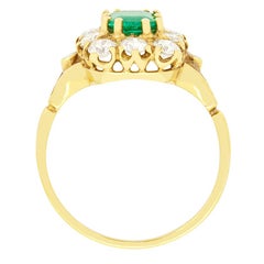 Vintage 0.85ct Emerald and Diamond Cluster Ring, c.1960s