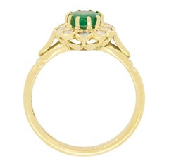 Vintage 0.85ct Emerald and Diamond Cluster Ring, c.1989