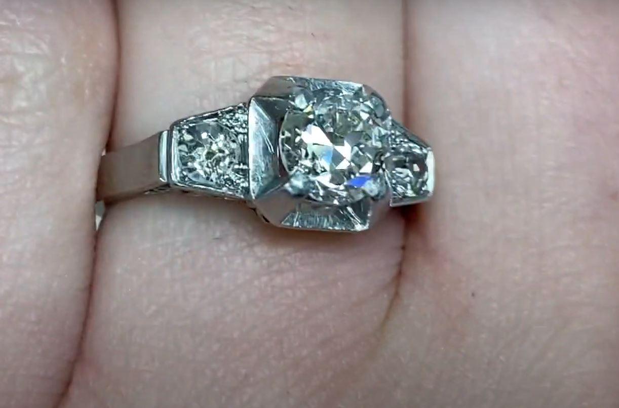 Women's Vintage 0.85ct Old European Cut Diamond Engagement Ring, VS1 Clarity, Platinum