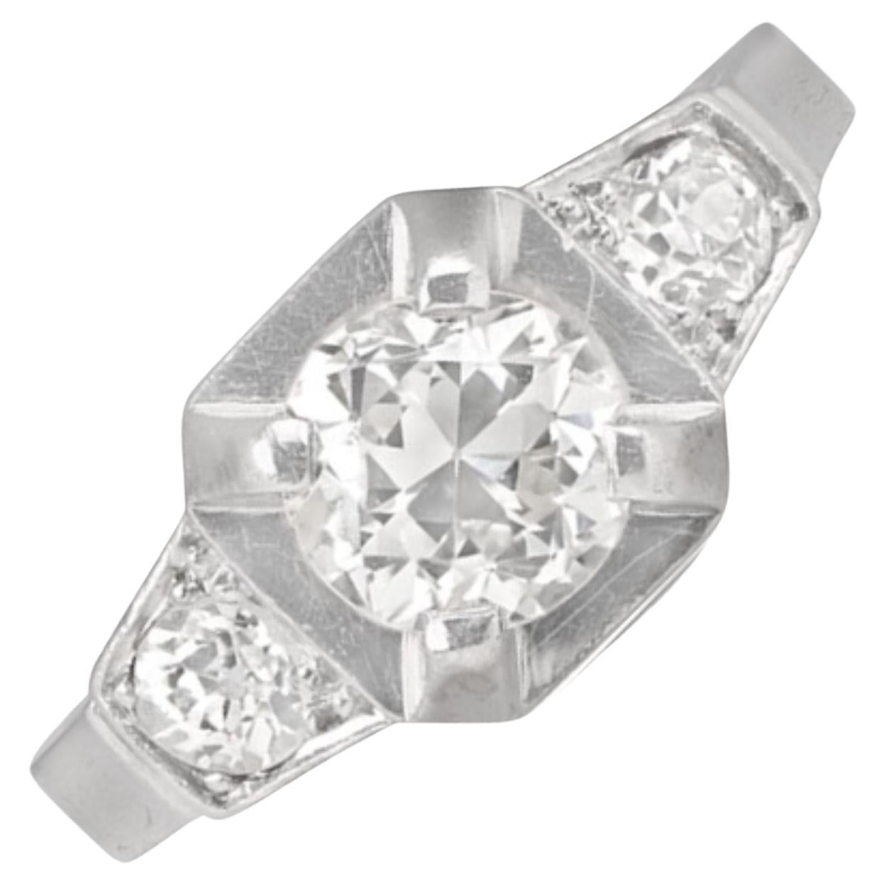 Vintage 0.85ct Old European Cut Diamond Engagement Ring, VS1 Clarity, Platinum