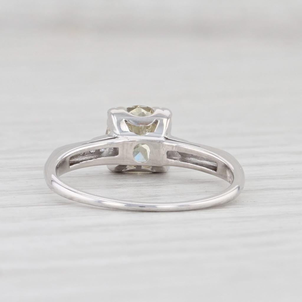 Vintage 0.88ctw Diamond Engagement Ring 14k White Gold Size 5.75 Round Solitaire For Sale 1