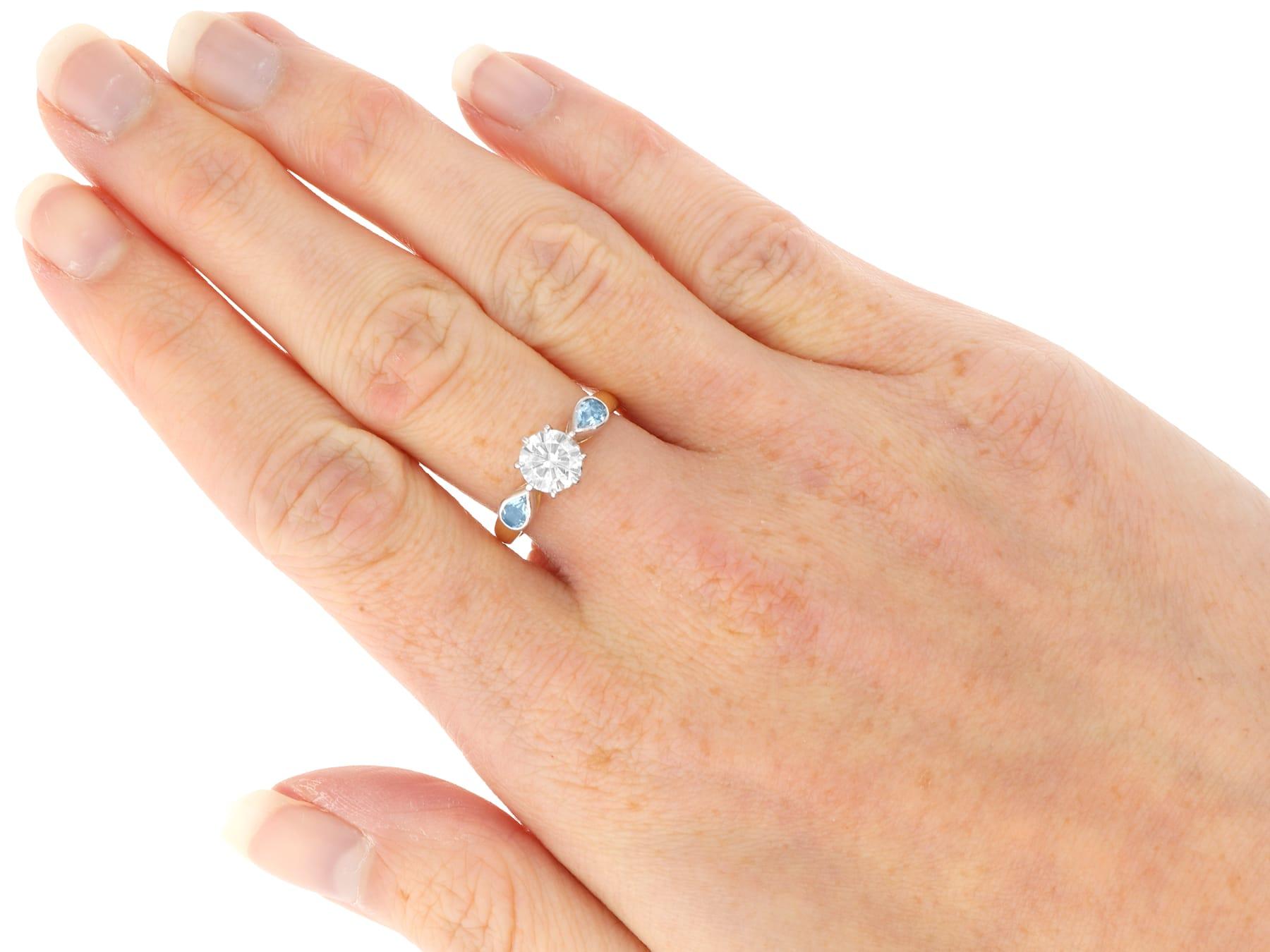 Vintage 0,90 Karat Diamant 0,46 Karat Aquamarin 18k Gelbgold Ring CIRCA 1990 im Angebot 3