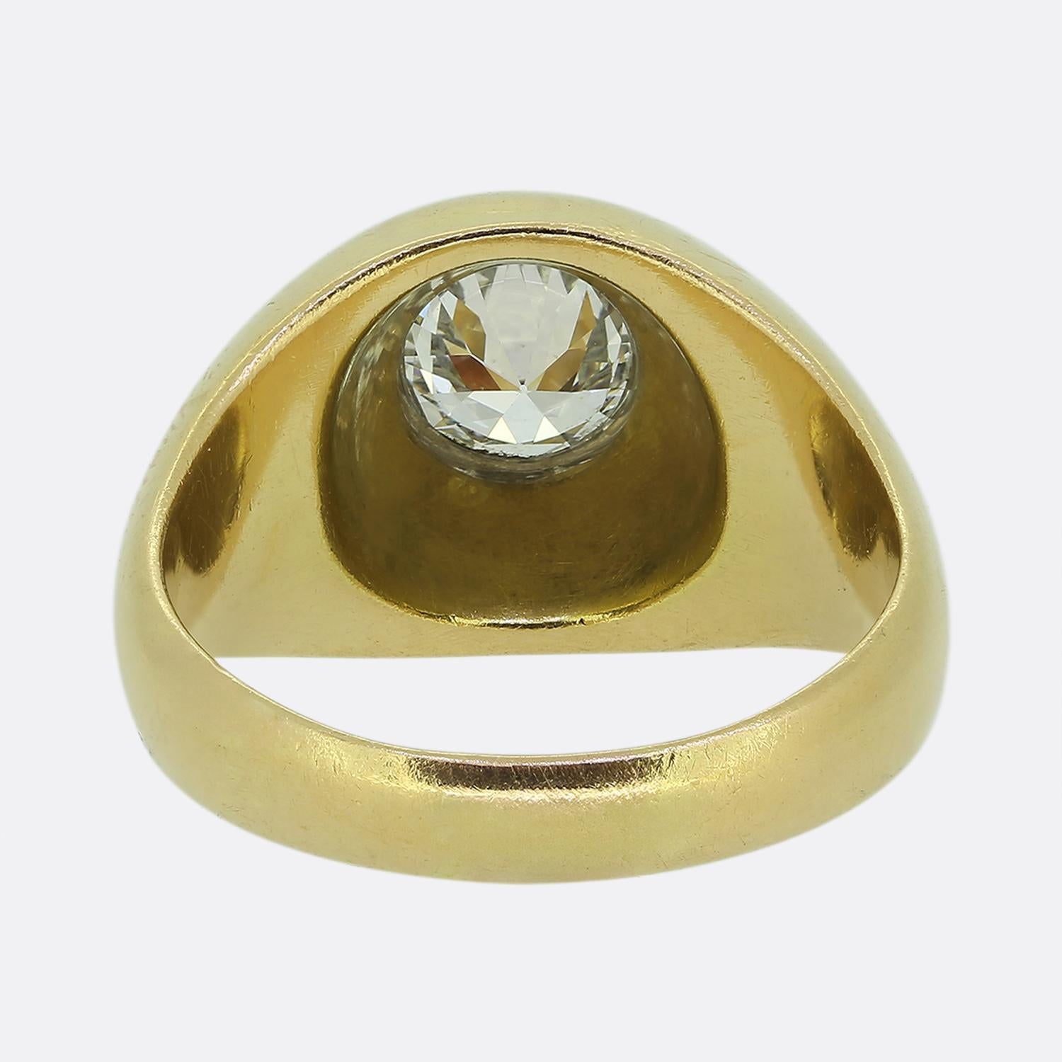 Vintage 0.90 Carat Diamond Gypsy Ring In Good Condition For Sale In London, GB