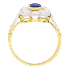 Vintage 0.90ct Sapphire and Diamond Cluster Ring, c.1950s