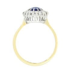 Vintage 0.90ct Sapphire and Diamond Cluster Ring, c.1950s