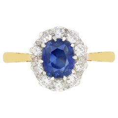 Vintage-Cluster-Ring mit 0,90 Karat Saphir und Diamant, ca. 1950er Jahre