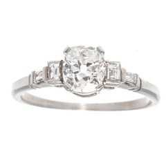 Retro 0.91 Carat GIA Diamond Platinum Engagement Ring