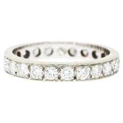 Alliance d'éternité vintage en or blanc 14 carats avec diamants de 0,92 carat