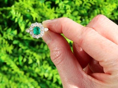 Vintage 0.93 Carat Emerald and 0.90 Carat Diamond 18k Yellow Gold Ring (1989)