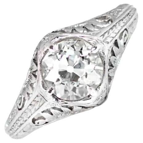 Vintage 0.93ct Old European Cut Diamond Engagement Ring, VS1 Clarity, Platinum